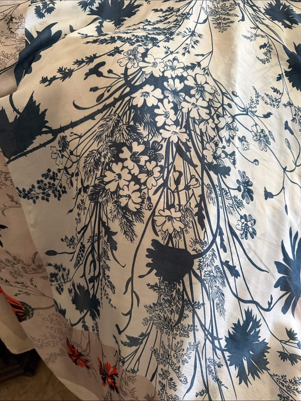 Sheer Kimono Cover-Up in Cream, Navy & Orange exquisite washable lightweight - Picture 13 of 17